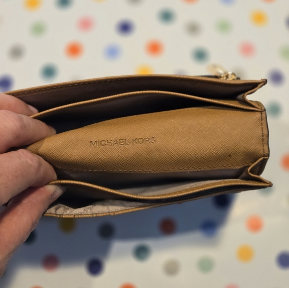 MK Michael Kors Wallet Jet Set Travel Slim Bifold brown acorn signature - Picture 3 of 6